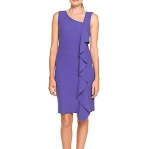 Tory Burch Taletta Wool Ruffle Sheath Dress Purple